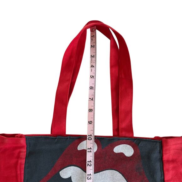 Via Penny Lane Reworked Apparel | The Rolling Stones Red Canvas Tote Bag OS - Picture 5 of 6